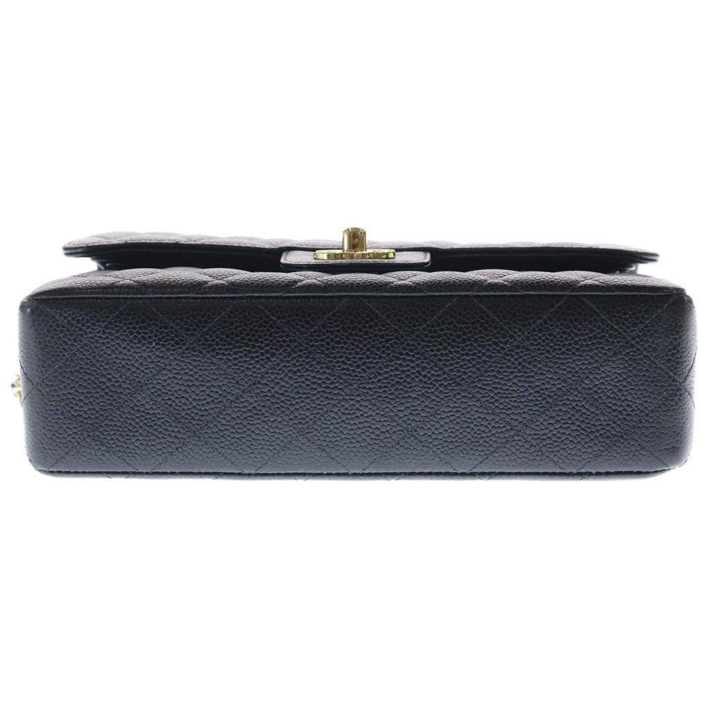 CHANEL(シャネル) マトラッセ23 WフラップWチェーンショルダーバッグ ブラック キャビアスキン A01113 ゴールド金具 レディース