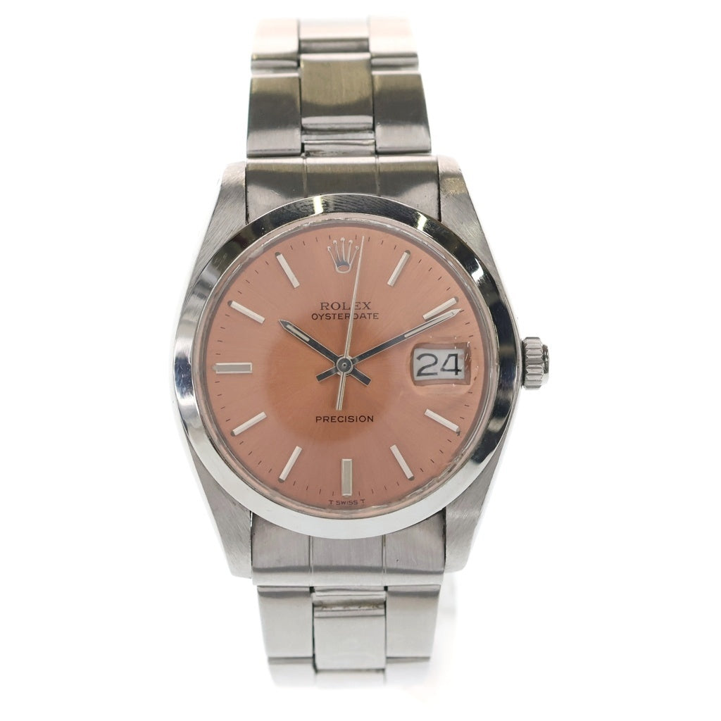 ROLEX(ロレックス) オイスターデイト プレシジョン SS/手巻き ステンレス 腕時計 6694 サーモンピンク文字盤