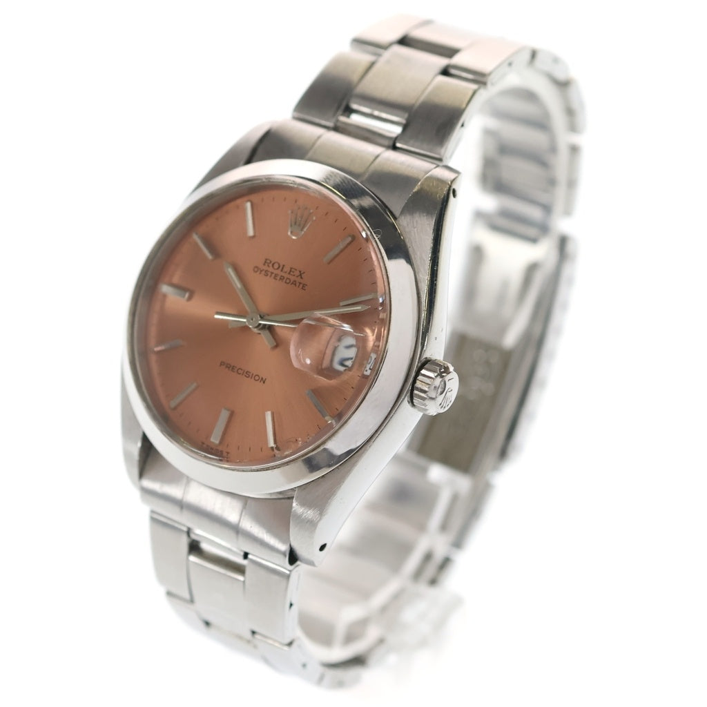 ROLEX(ロレックス) オイスターデイト プレシジョン SS/手巻き ステンレス 腕時計 6694 サーモンピンク文字盤