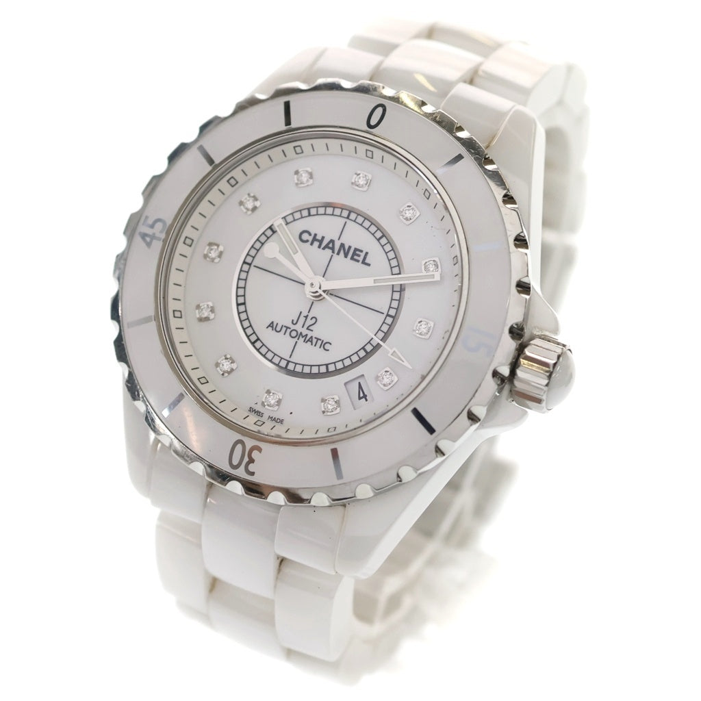 CHANEL(シャネル) J12 12Pダイヤ CE×SS/AT セラミック ステンレス オートマ 自動巻き 腕時計 H1629 白文字盤 レディース