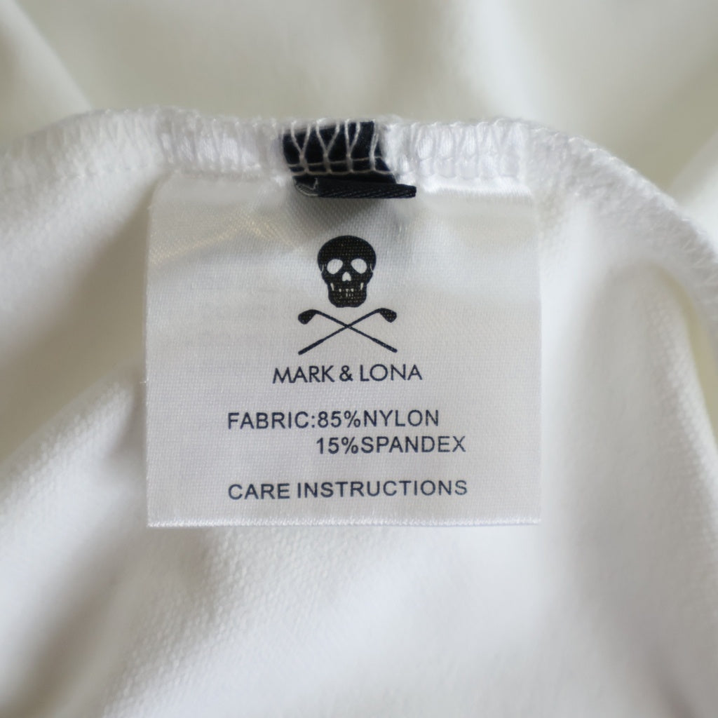 MARK&LONA(マークアンドロナ) 袖ロゴ 刺繍 スカル ワッペン ナイロン 長袖 ポロシャツ #L ホワイト