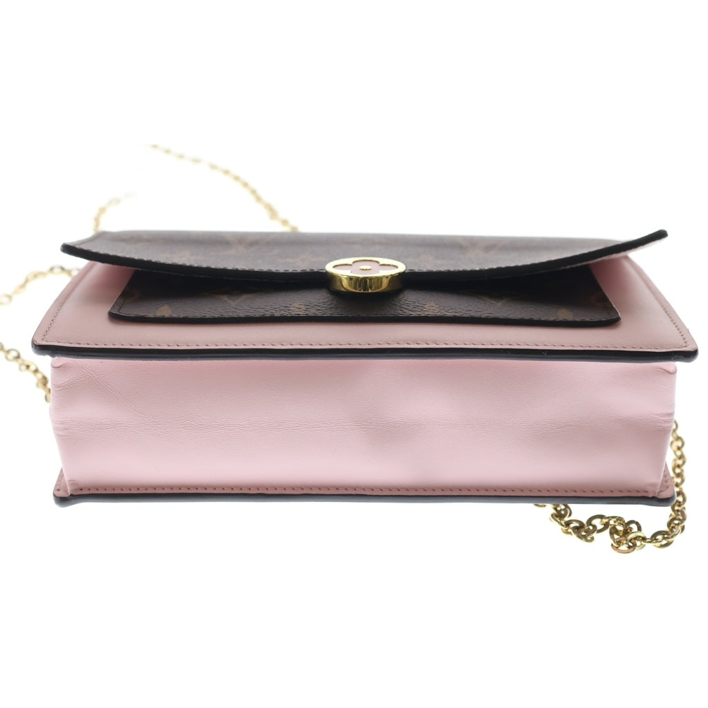LOUIS VUITTON(ルイヴィトン) モノグラム ポルトフォイユ フロール チェーン ショルダーバッグ PVC レザー ローズバレリーヌ M67405 ICタイプ ブラウン/ピンク レディース