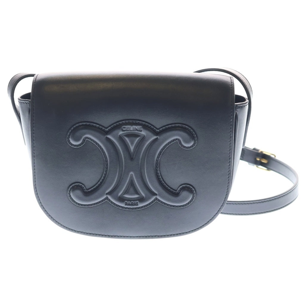 CELINE(セリーヌ) フォルコ キュイル トリオンフ カーフ ショルダーバッグ ブラック レディース