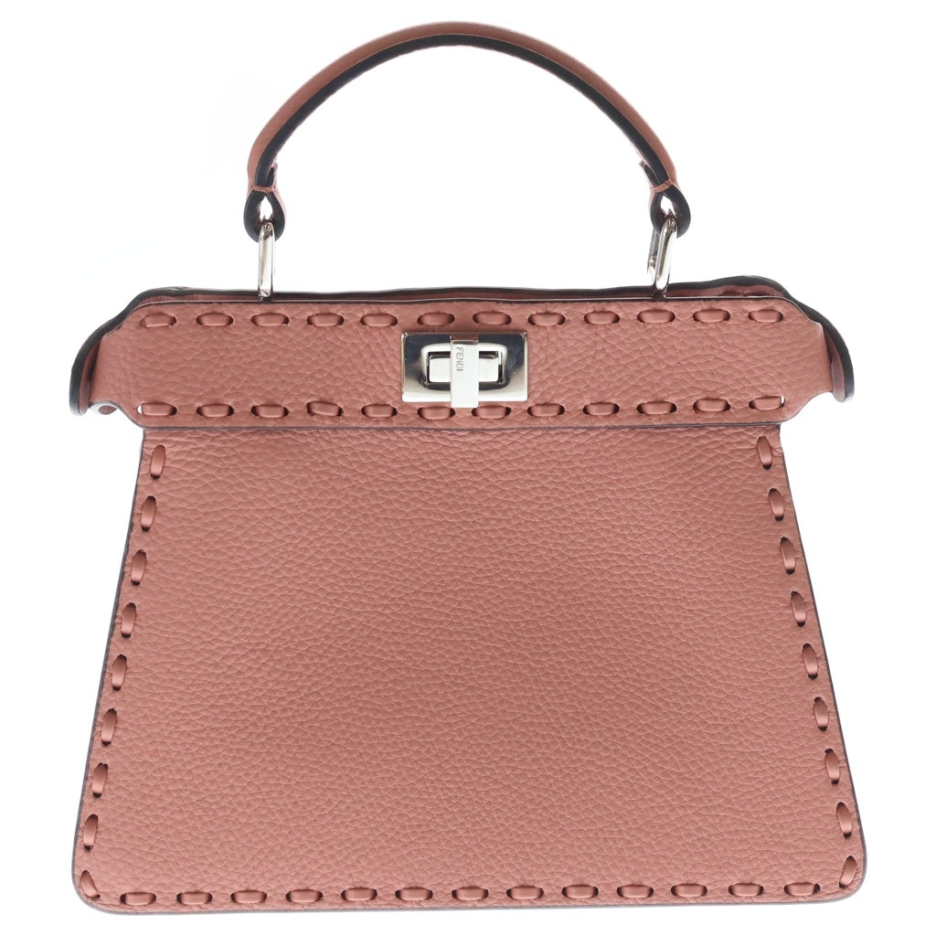 FENDI(フェンディ) ピーカブー プチ アイシーユー レザー 2WAY ハンド ショルダー バッグ シルバー金具 ピンク 8BN335 レディース