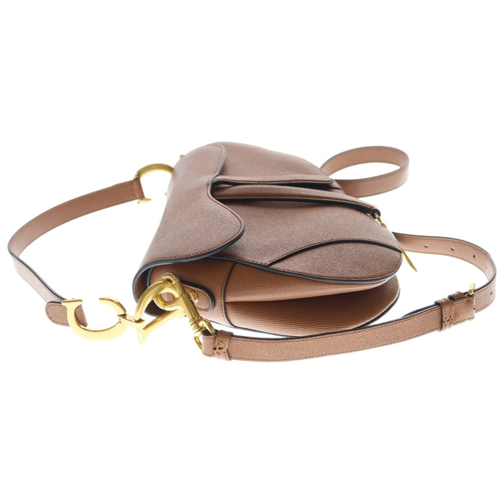 Christian Dior(クリスチャンディオール) サドル バッグ ショルダーバッグ ブラウン グレインドカーフスキン M0455CBAA_M44M ゴールド金具 レディース