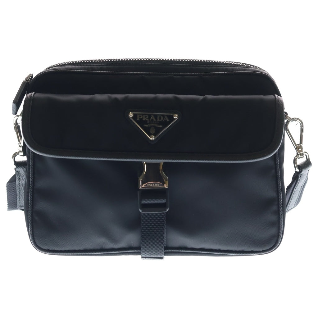 PRADA(プラダ) Re-Nylon リナイロン サフィアーノ ショルダーバッグ ブラック ナイロン レザー 2VH133 RFID レディース