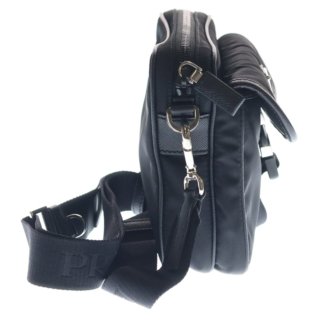 PRADA(プラダ) Re-Nylon リナイロン サフィアーノ ショルダーバッグ ブラック ナイロン レザー 2VH133 RFID レディース
