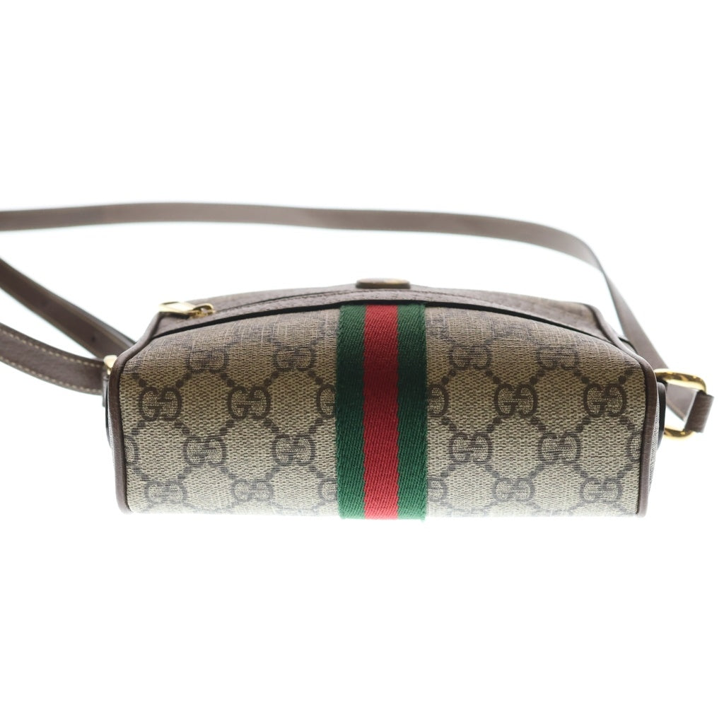 GUCCI(グッチ) オフィディア ミニショルダーバッグ PVC レザー ゴールド金具 ブラウン 517350 レディース