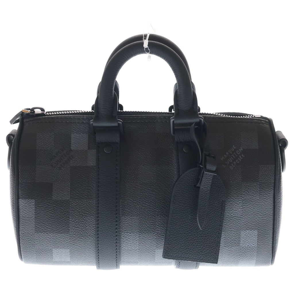 LOUIS VUITTON(ルイヴィトン) ダモフラージュ キーポル・バンドリエール25 2WAYハンドバッグ ショルダーバッグ ブラック PVC×レザー M14919 ブラック金具 レディース