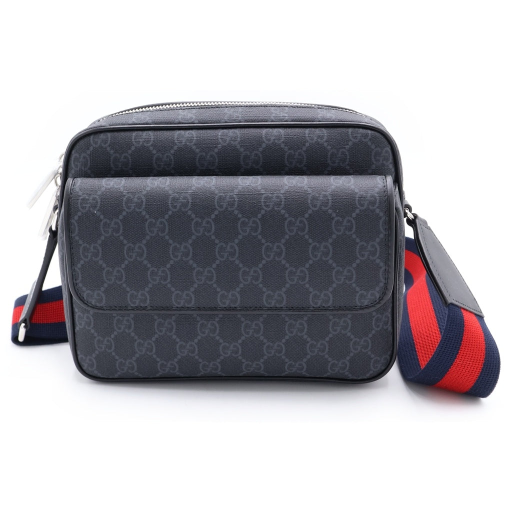 GUCCI(グッチ) GGスプリーム スモール クロスボディ ショルダーバッグ ブラック キャンバス レザー ブラック 795479 レディース
