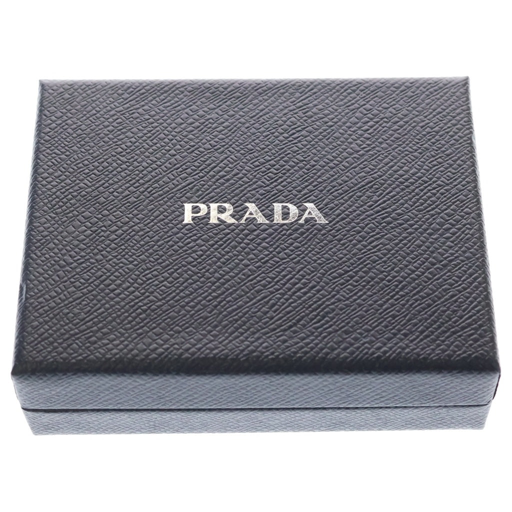 PRADA(プラダ) サフィアーノ トライアングルロゴ カードケース コンパクトウォレット 二つ折り財布 フラワーモチーフ スカイブルー レザー 1MC110 レディース