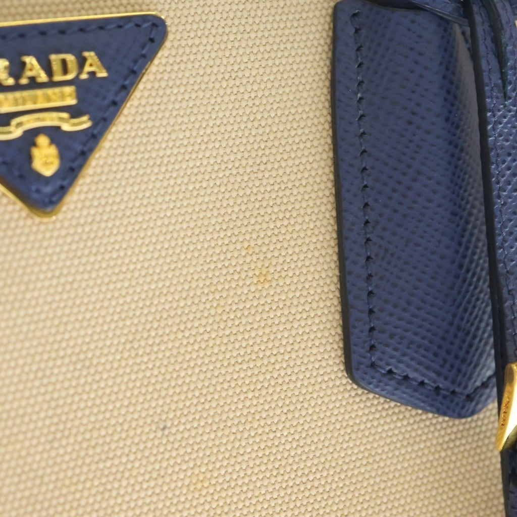 PRADA(プラダ) カナパシティ トート ショルダーバッグ 2WAY サフィアーノ レザー キャンバス ブルー/ベージュ BN2887 レディース