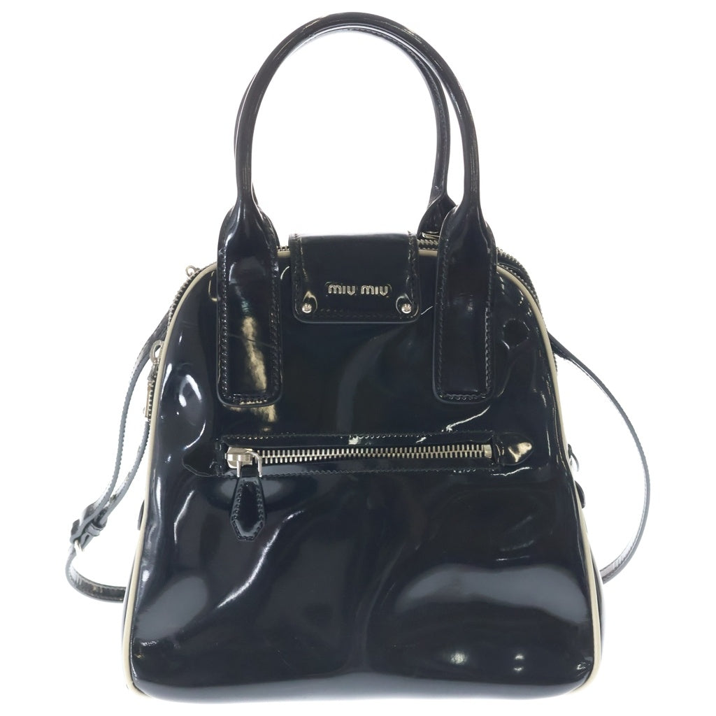 miumiu(ミュウミュウ) 2WAYハンドバッグ ショルダーバッグ ブラック パテントレザー シルバー金具 レディース