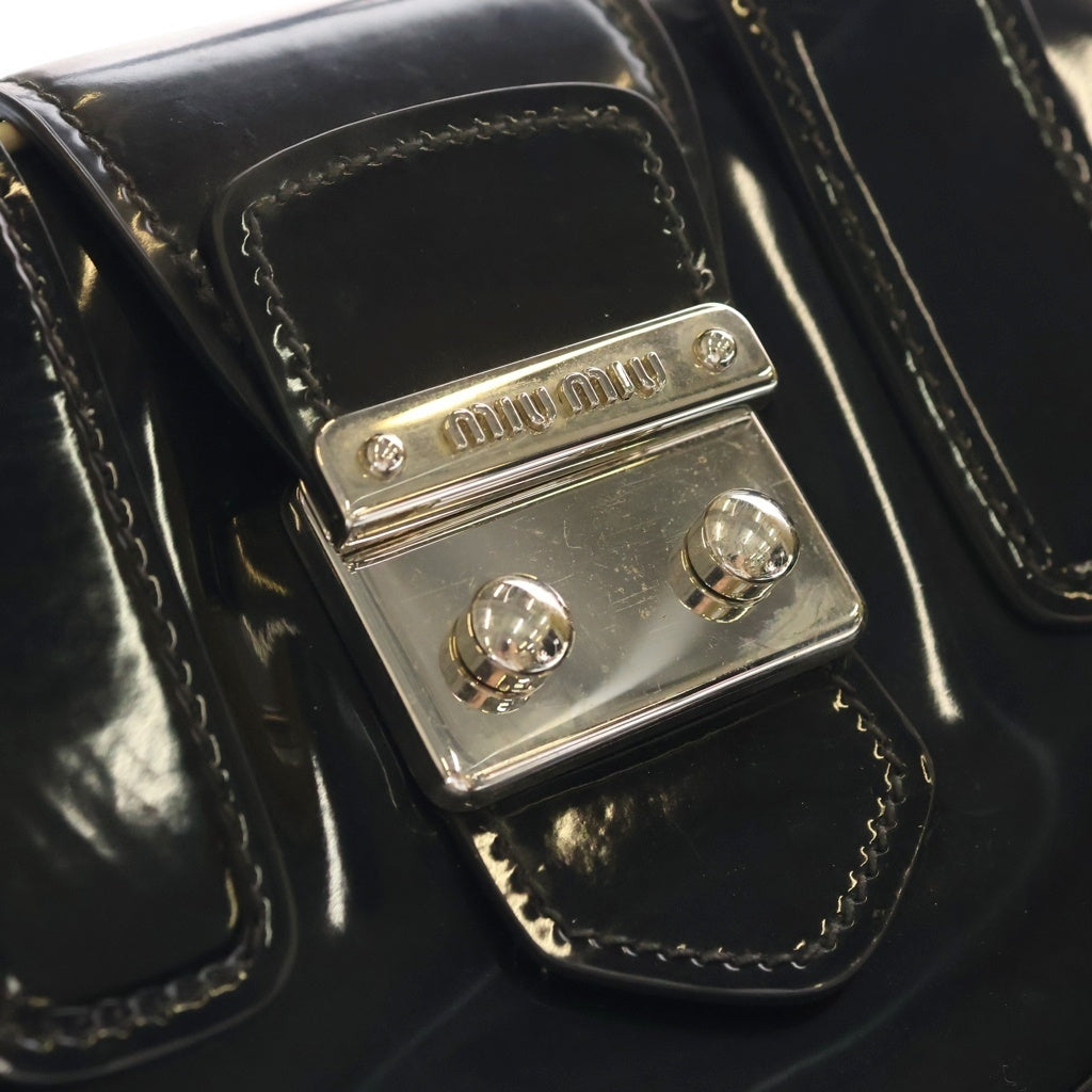 miumiu(ミュウミュウ) 2WAYハンドバッグ ショルダーバッグ ブラック パテントレザー シルバー金具 レディース