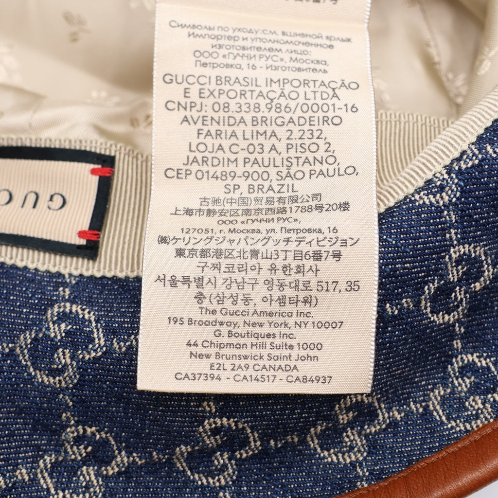GUCCI(グッチ) GGキャンバス バケットハット インディゴ コットン×レザー 576371 レディース