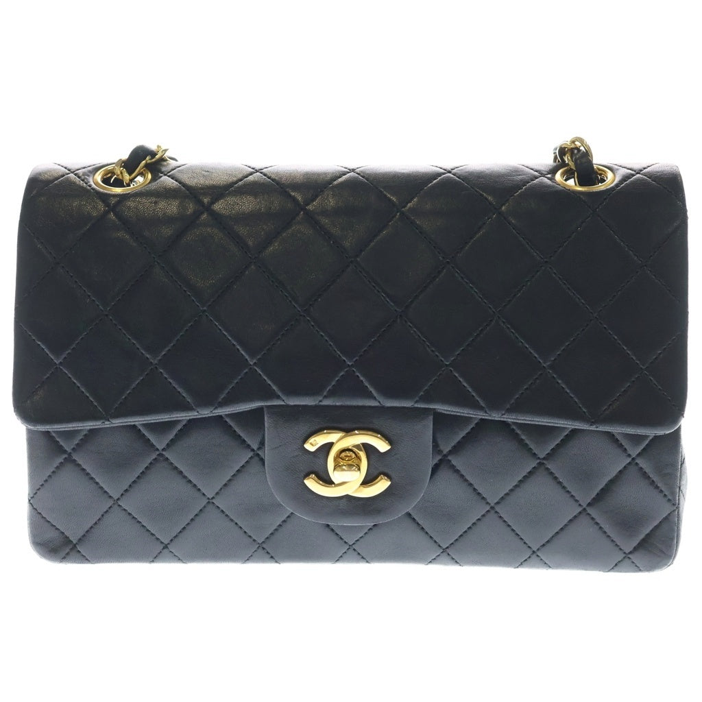 CHANEL(シャネル) マトラッセ23 Wフラップ Wチェーンショルダーバッグ ブラック ラムスキン ゴールド金具 A01113 14番台 レディース