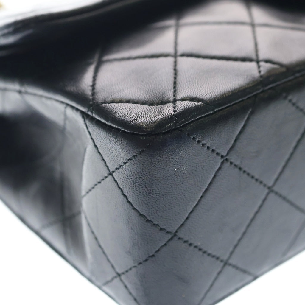 CHANEL(シャネル) マトラッセ23 Wフラップ Wチェーンショルダーバッグ ブラック ラムスキン ゴールド金具 A01113 14番台 レディース