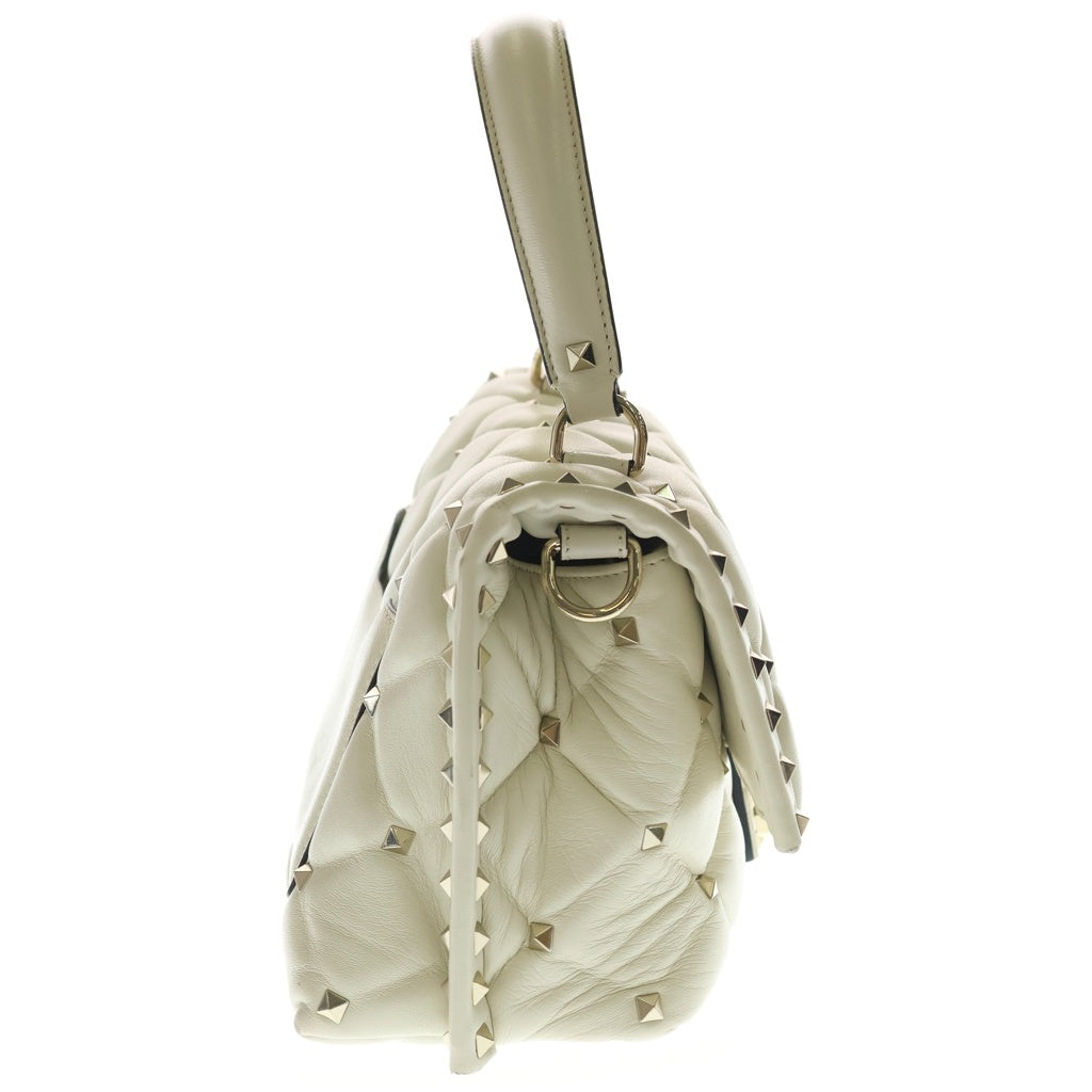 VALENTINO(ヴァレンティノ) キャンディスタッズ キルティング ショルダーバッグ 2WAY アイボリー レザー RW2B55NAP ゴールド金具 レディース