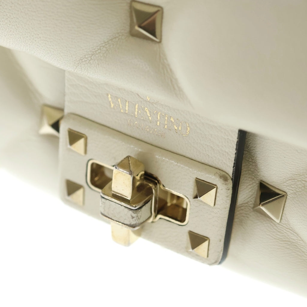 VALENTINO(ヴァレンティノ) キャンディスタッズ キルティング ショルダーバッグ 2WAY アイボリー レザー RW2B55NAP ゴールド金具 レディース