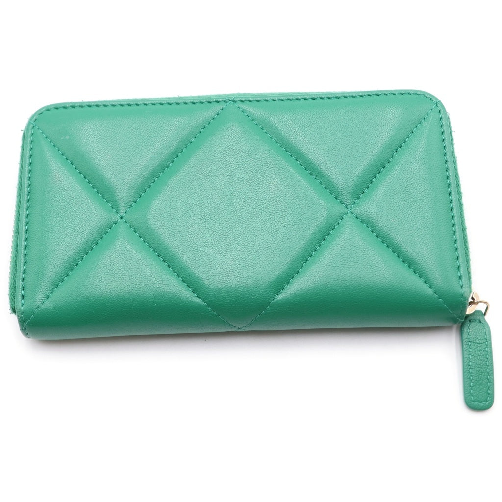 CHANEL(シャネル) チェーンココ ロングウォレット 長財布 カードケース グリーン レザー AP0948 ゴールド金具 レディース