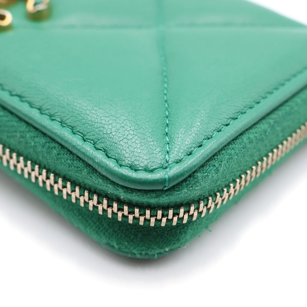 CHANEL(シャネル) チェーンココ ロングウォレット 長財布 カードケース グリーン レザー AP0948 ゴールド金具 レディース