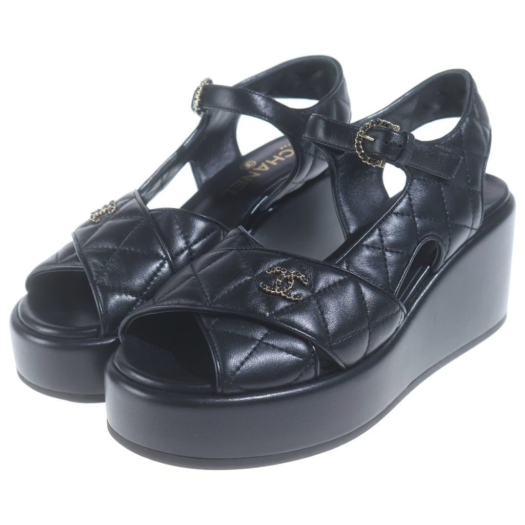 CHANEL(シャネル) マトラッセ ココマーク サンダル 厚底 レディース ブラック ラムスキン 36 1/2C G39918