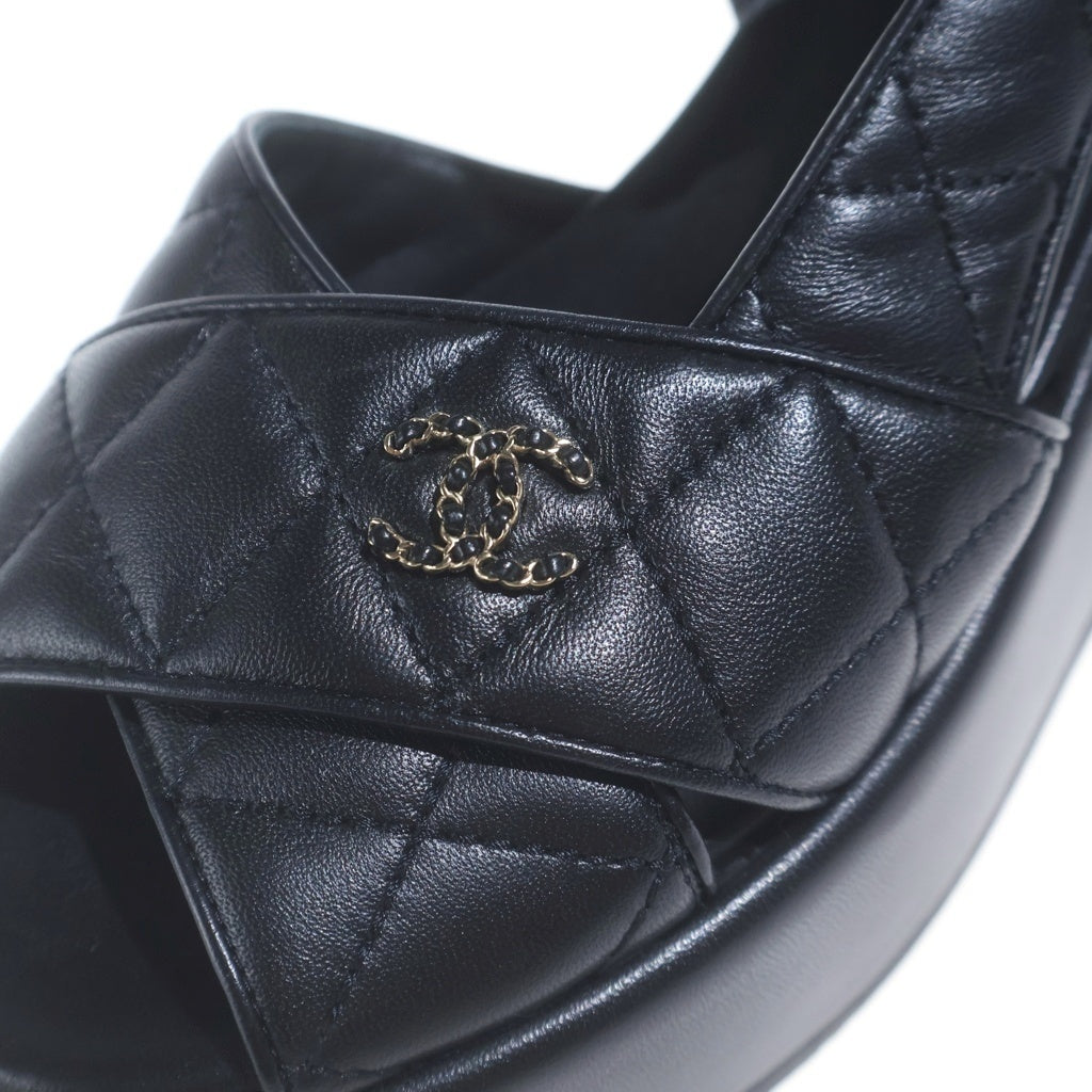 CHANEL(シャネル) マトラッセ ココマーク サンダル 厚底 レディース ブラック ラムスキン 36 1/2C G39918
