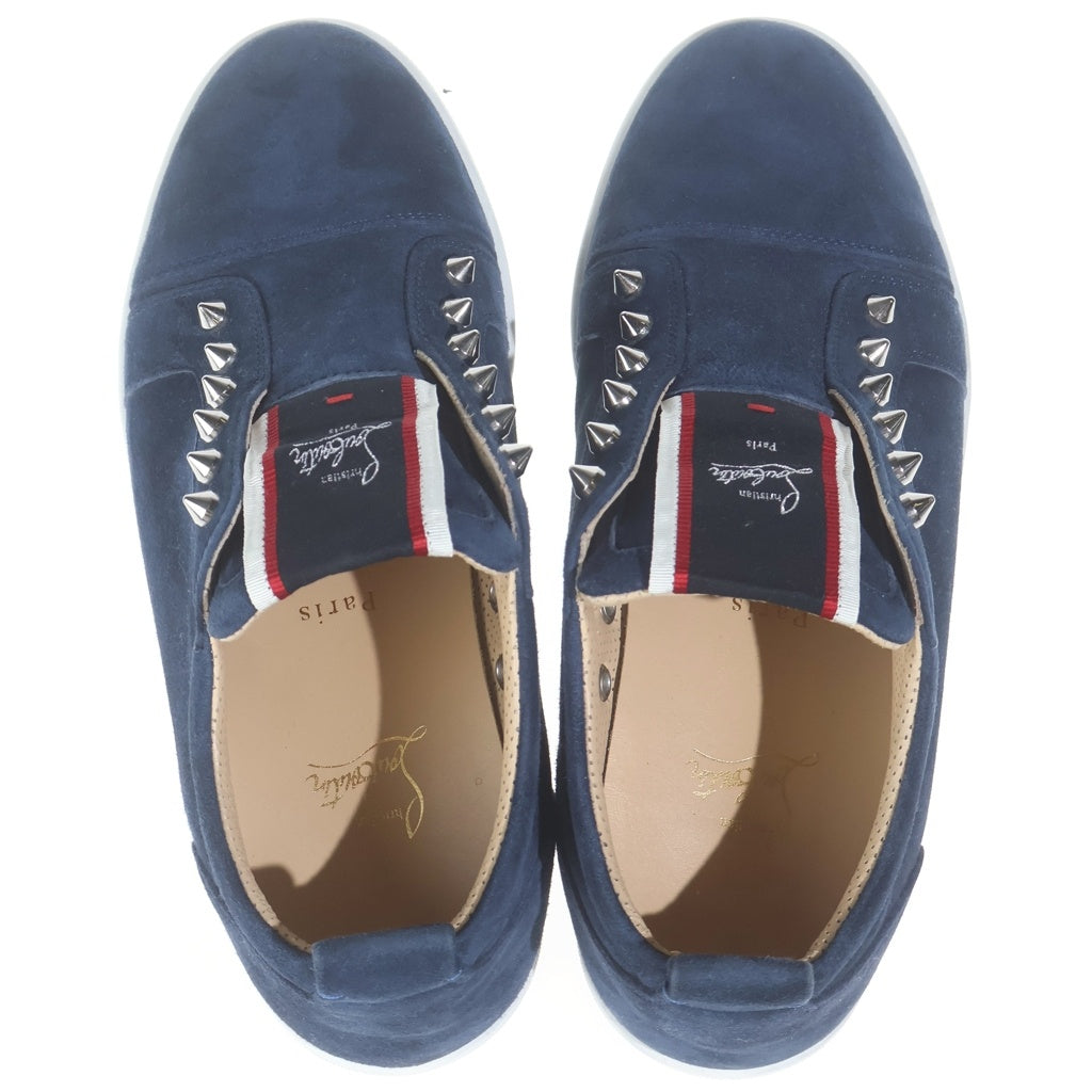 CHRISTIAN LOUBOUTIN(クリスチャンルブタン) スタッズ ローカットスエードスニーカー スリッポン ネイビー #40 1/2