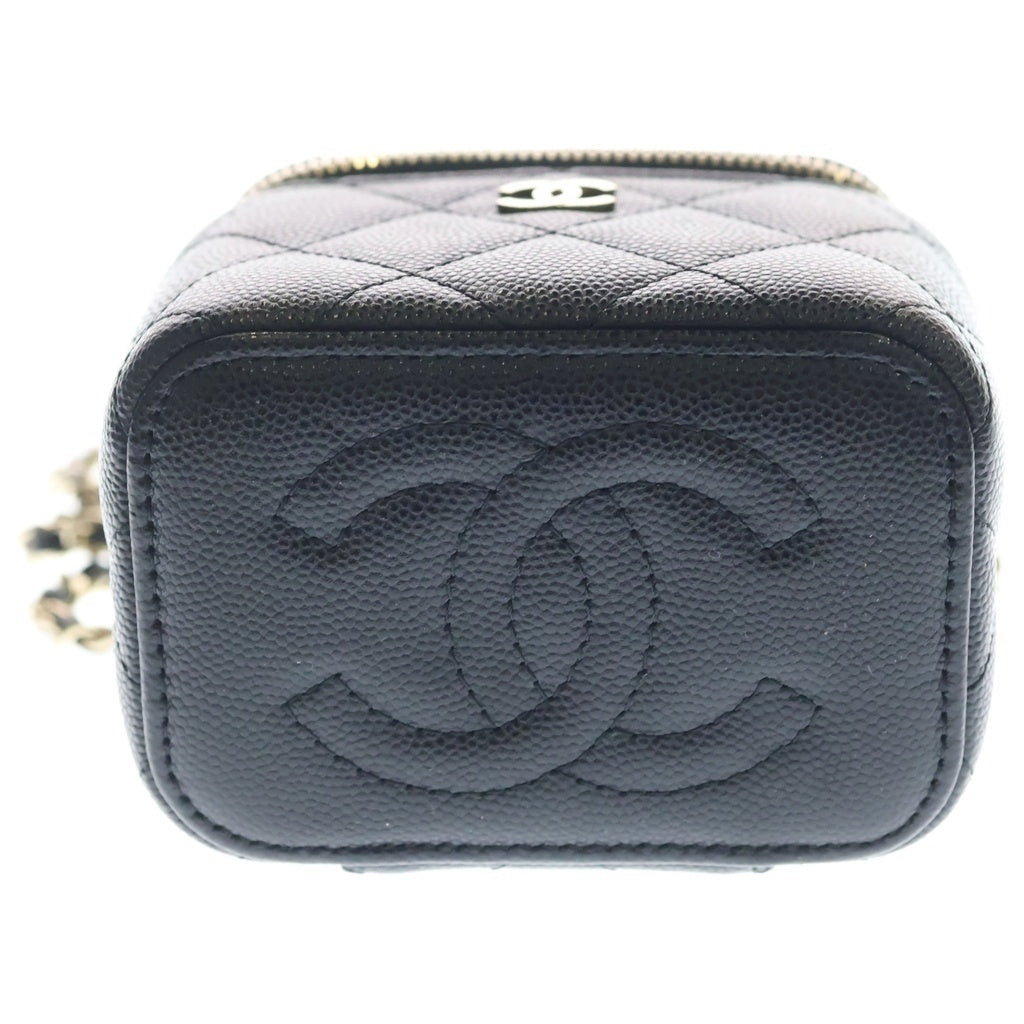 CHANEL(シャネル) マトラッセ バニティ チェーンショルダーバッグ ミニバッグ ブラック キャビア AP1340 ゴールド金具 レディース