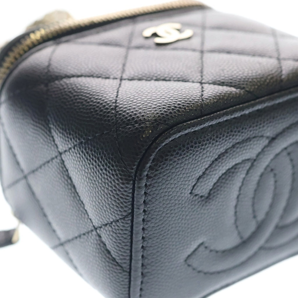CHANEL(シャネル) マトラッセ バニティ チェーンショルダーバッグ ミニバッグ ブラック キャビア AP1340 ゴールド金具 レディース