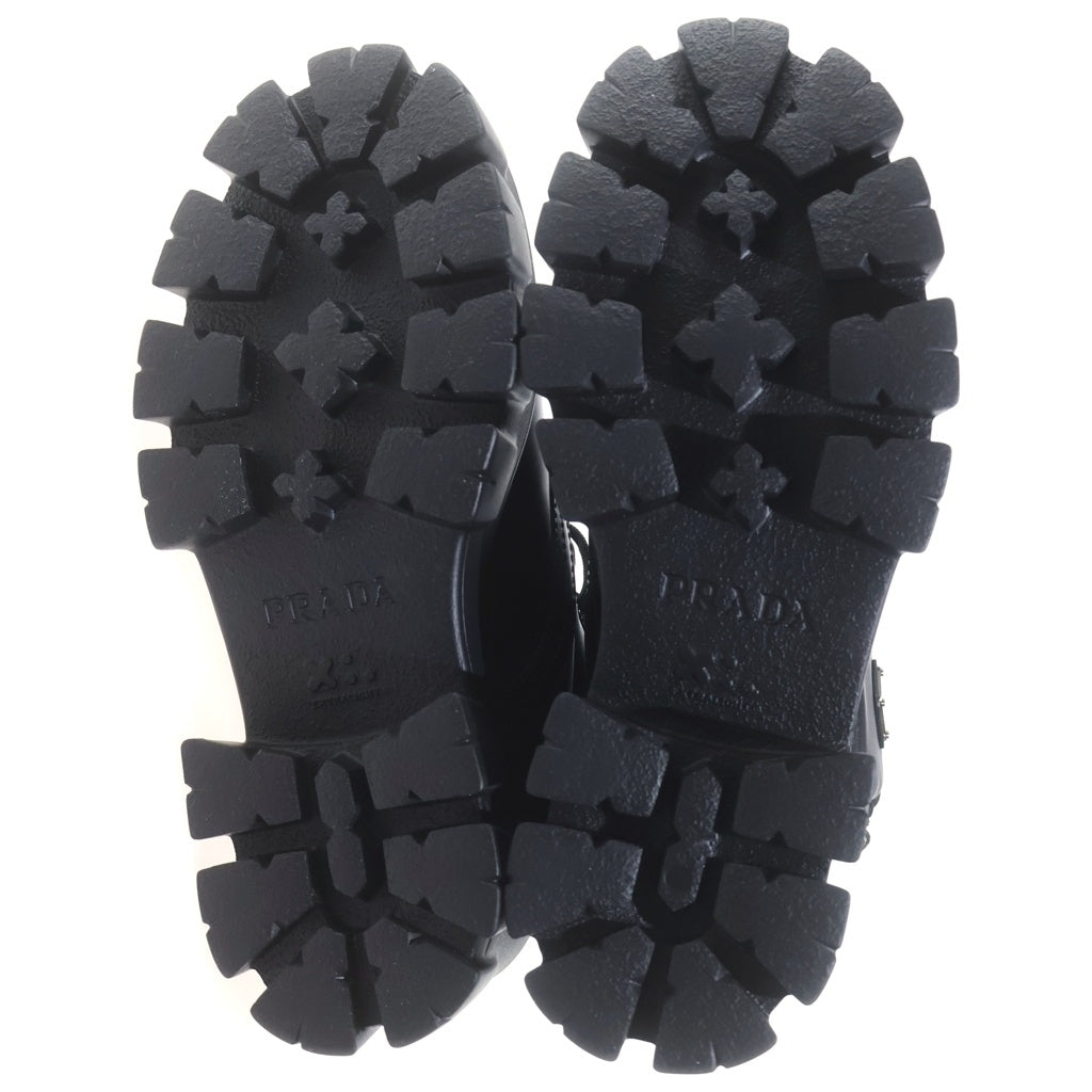 PRADA(プラダ) モノリス ポーチ付き レザーショートブーツ 革靴 シューズ Re-Nylon トライアングルロゴ ブラック 1T255M レディース