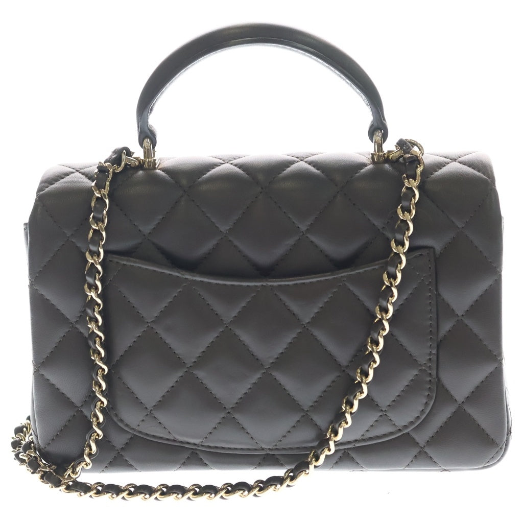 CHANEL(シャネル) マトラッセ20 トップハンドル シングルフラップ シングルチェーン ラムスキン ゴールド金具 チェーンショルダーバッグ プレート ブラウン AS2431 レディース