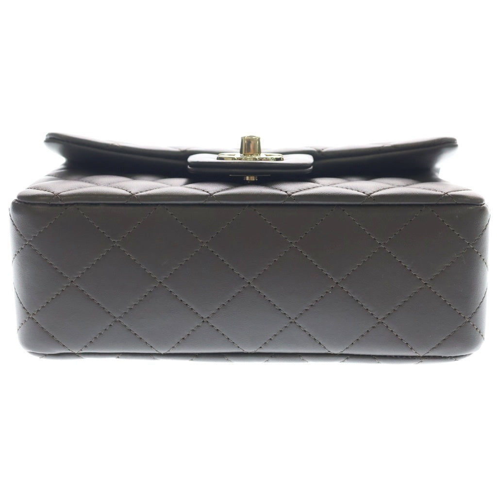 CHANEL(シャネル) マトラッセ20 トップハンドル シングルフラップ シングルチェーン ラムスキン ゴールド金具 チェーンショルダーバッグ プレート ブラウン AS2431 レディース