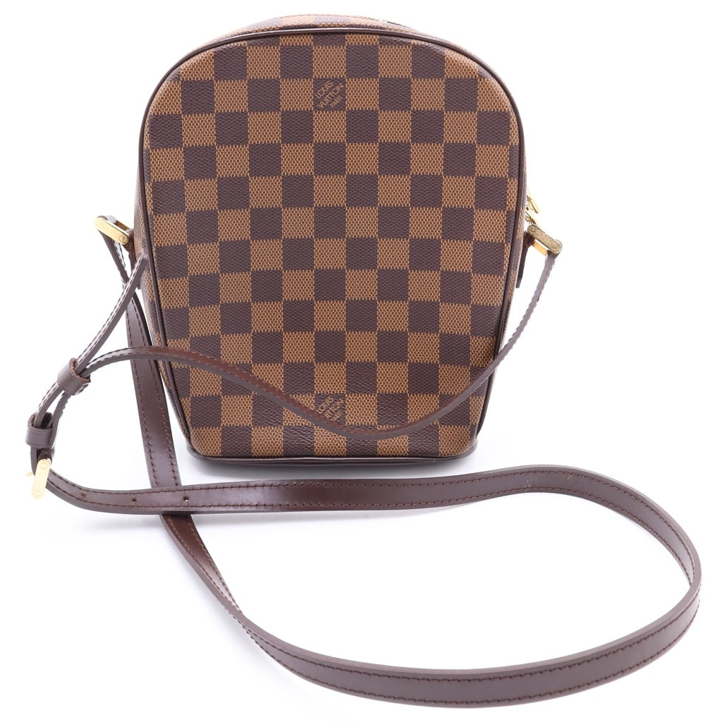 LOUIS VUITTON(ルイヴィトン) ダミエ イパネマPM ショルダーバッグ ブラウン レザー×PVC ゴールド金具 レディース