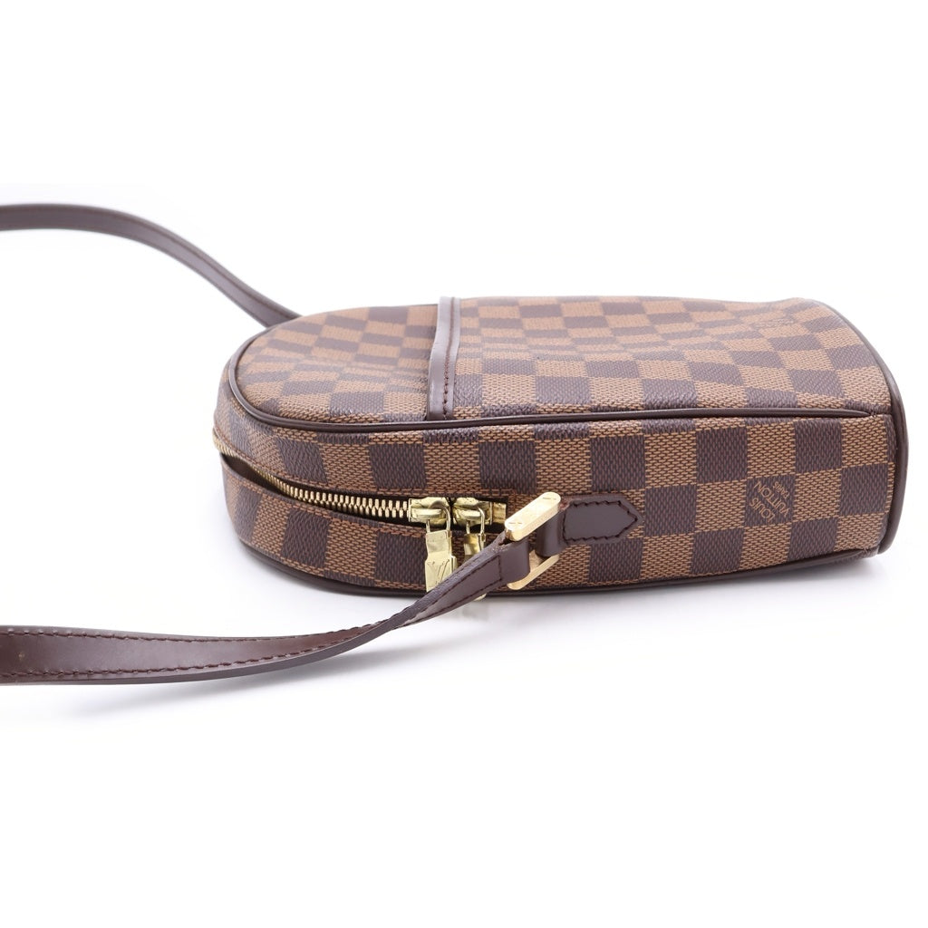 LOUIS VUITTON(ルイヴィトン) ダミエ イパネマPM ショルダーバッグ ブラウン レザー×PVC ゴールド金具 レディース