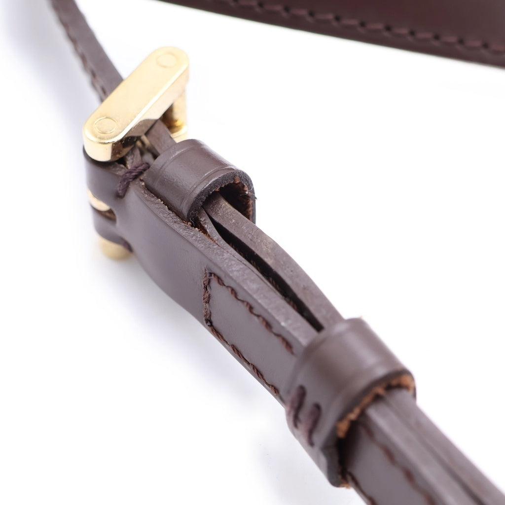 LOUIS VUITTON(ルイヴィトン) ダミエ イパネマPM ショルダーバッグ ブラウン レザー×PVC ゴールド金具 レディース