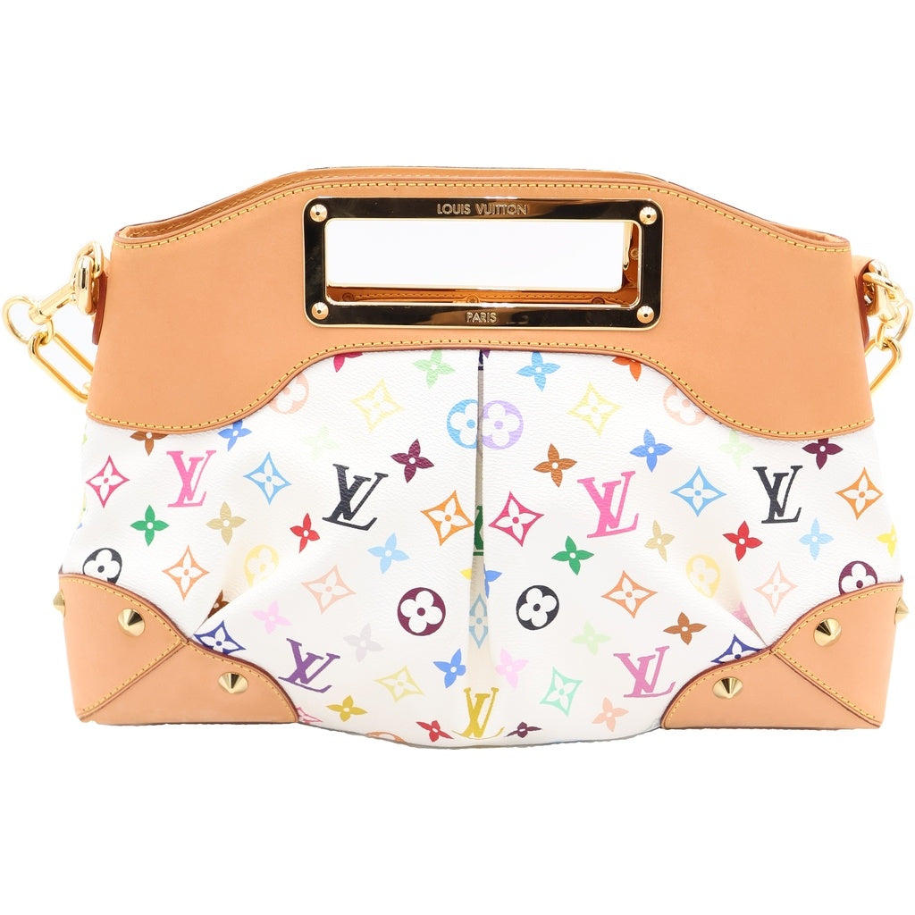 LOUIS VUITTON(ルイヴィトン) モノグラムマルチカラー ジュディMM PVC レザー 2WAY ハンド チェーンショルダーバッグ ゴールド金具 ホワイト/マルチ M40255 レディース