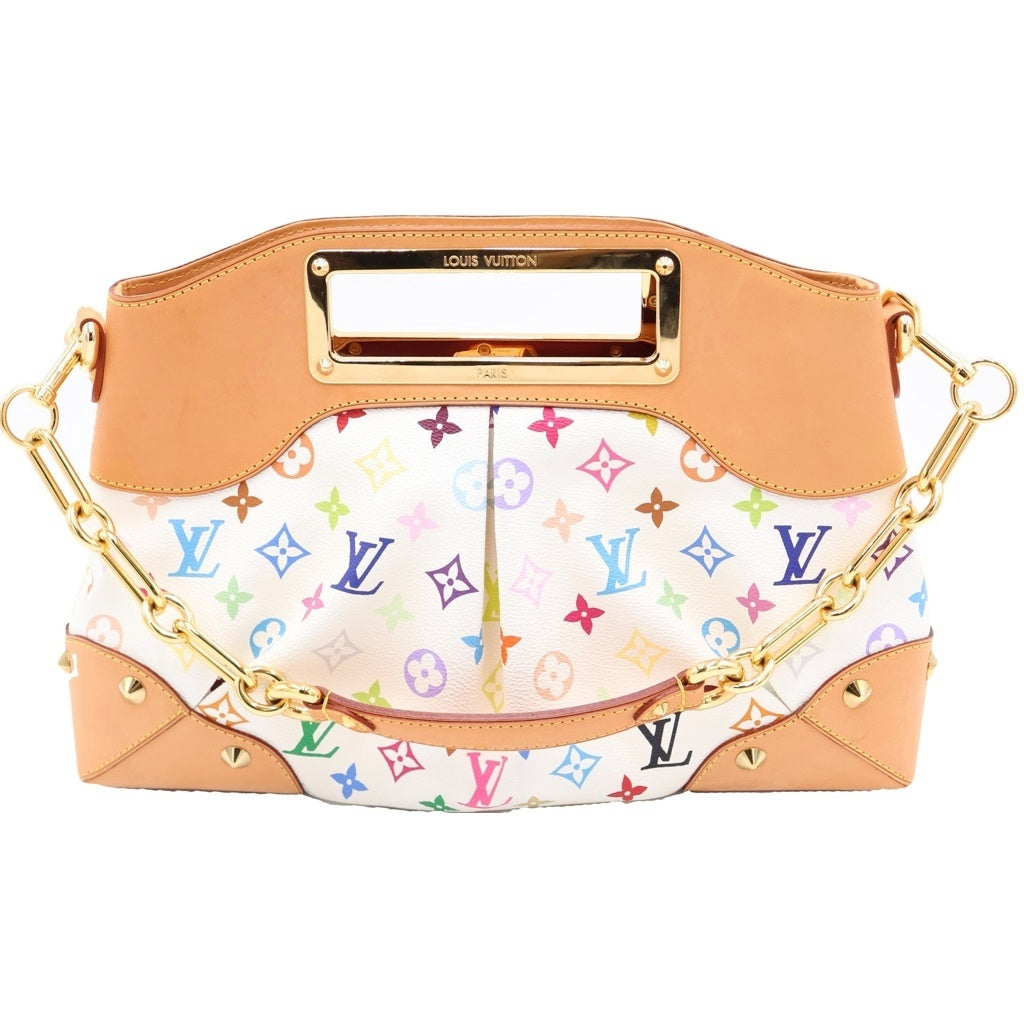 LOUIS VUITTON(ルイヴィトン) モノグラムマルチカラー ジュディMM PVC レザー 2WAY ハンド チェーンショルダーバッグ ゴールド金具 ホワイト/マルチ M40255 レディース