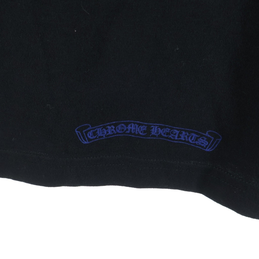 CHROME HEARTS(クロムハーツ) Neck Logo L/S Tee ネックロゴプリント ロングスリーブ 長袖Tシャツ カットソー ブラック/ブルー