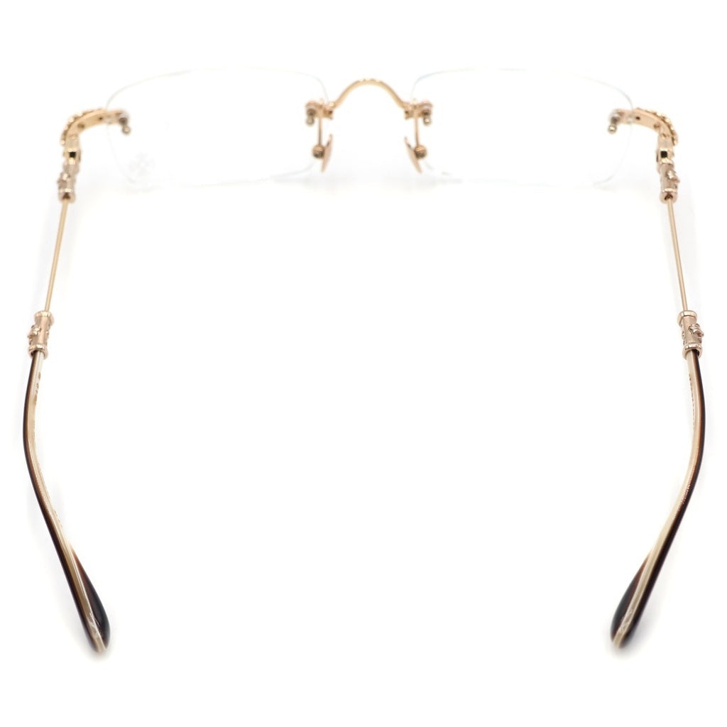 CHROME HEARTS(クロムハーツ) PILLS III GP フローラルテンプルリムレス 眼鏡 メガネ アイウェア サングラス スクエア型 55□20-144 ゴールド/ブラウン 90650268
