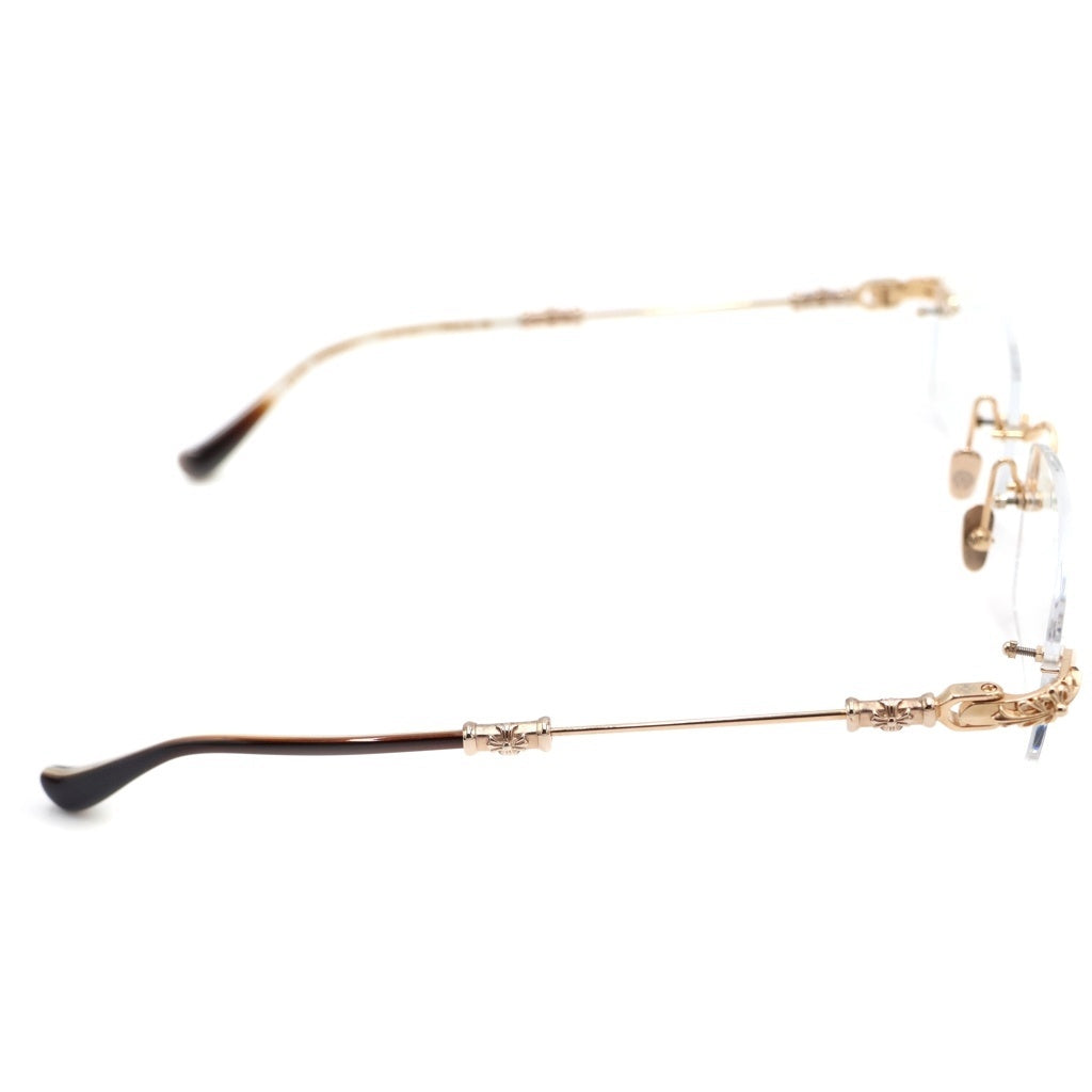 CHROME HEARTS(クロムハーツ) PILLS III GP フローラルテンプルリムレス 眼鏡 メガネ アイウェア サングラス スクエア型 55□20-144 ゴールド/ブラウン 90650268