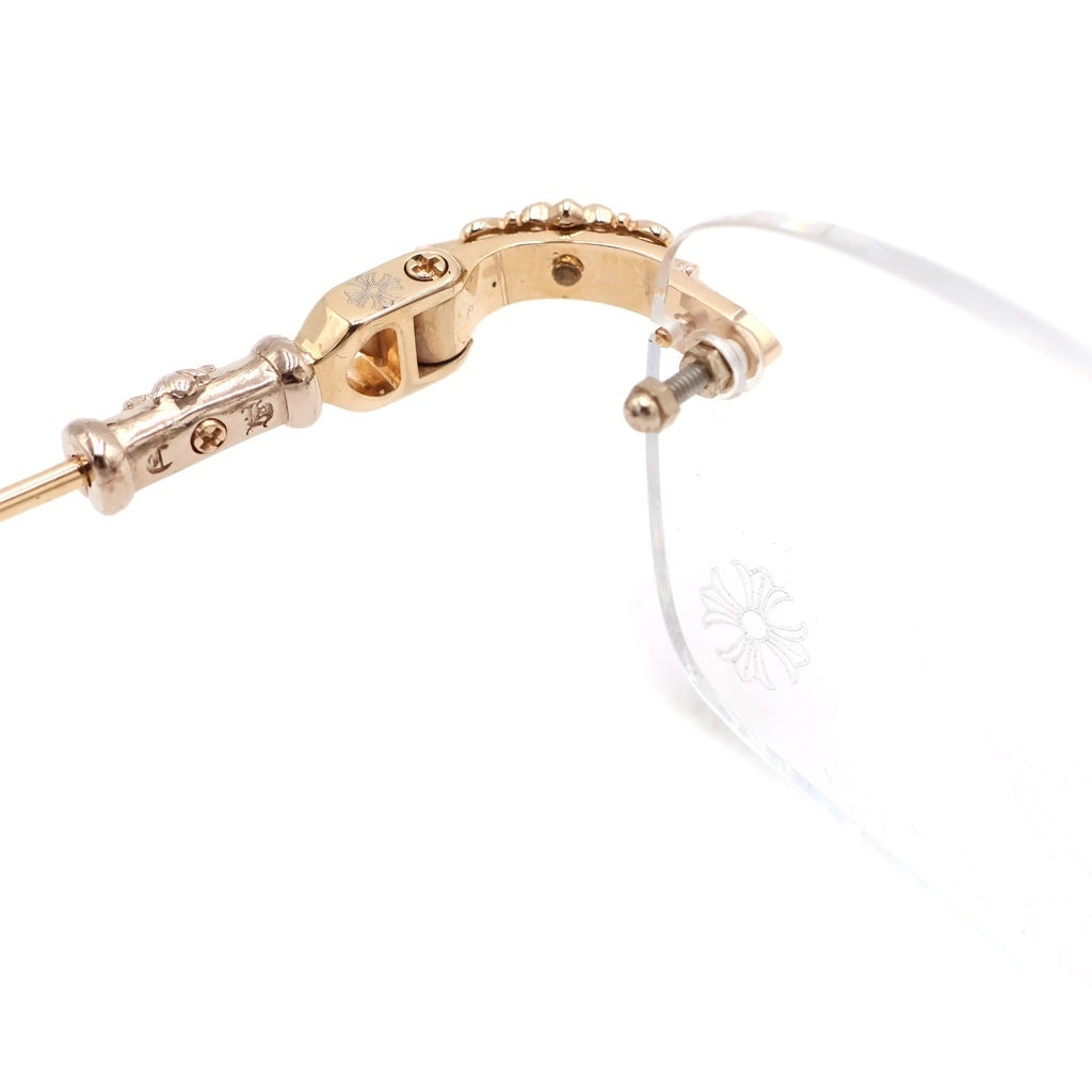 CHROME HEARTS(クロムハーツ) PILLS III GP フローラルテンプルリムレス 眼鏡 メガネ アイウェア サングラス スクエア型 55□20-144 ゴールド/ブラウン 90650268