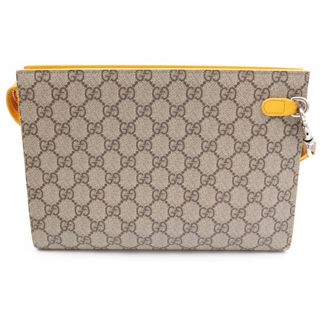 GUCCI(グッチ) GGスプリーム PVC レザー スモールポーチ クラッチバッグ セカンドバッグ バイカラー ベージュ/イエロー 768255