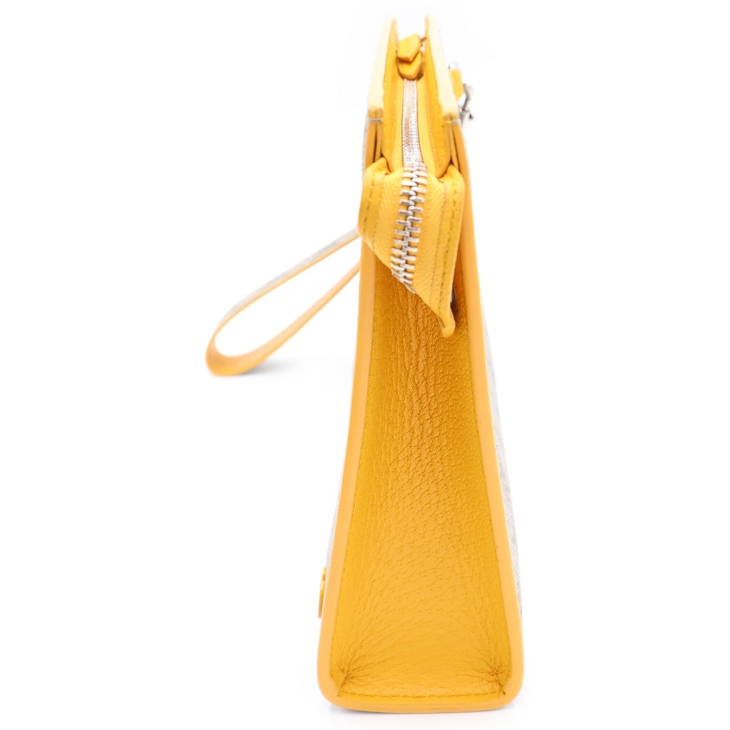 GUCCI(グッチ) GGスプリーム PVC レザー スモールポーチ クラッチバッグ セカンドバッグ バイカラー ベージュ/イエロー 768255