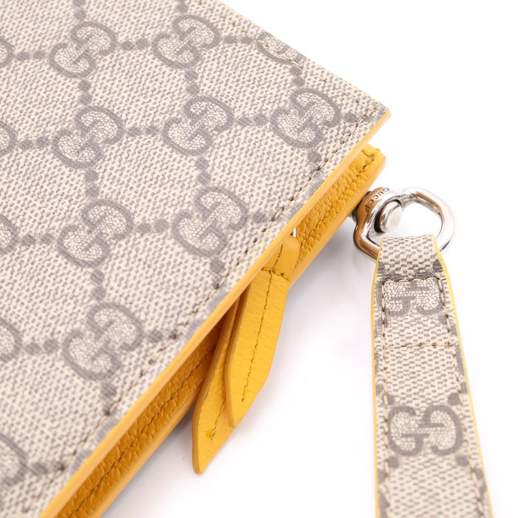 GUCCI(グッチ) GGスプリーム PVC レザー スモールポーチ クラッチバッグ セカンドバッグ バイカラー ベージュ/イエロー 768255
