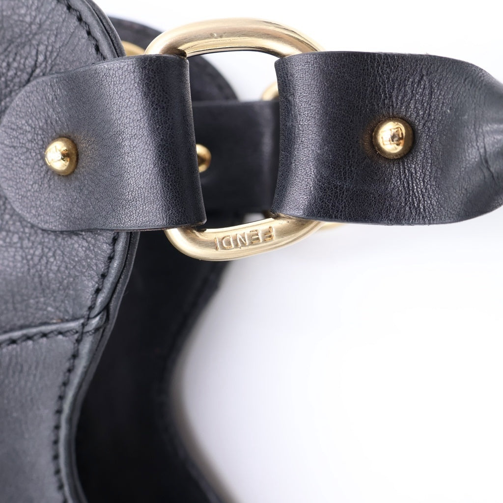 FENDI(フェンディ) ハンドバッグ ディアボロ ブラック レザー 8BR254 ゴールド金具 レディース