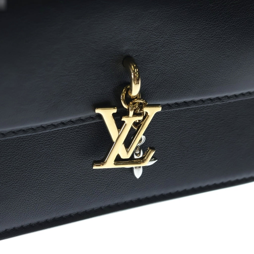 LOUIS VUITTON(ルイヴィトン) チェーン・LVブルーム チェーンショルダーバッグ ブラック レザー M14564 ゴールド金具 レディース