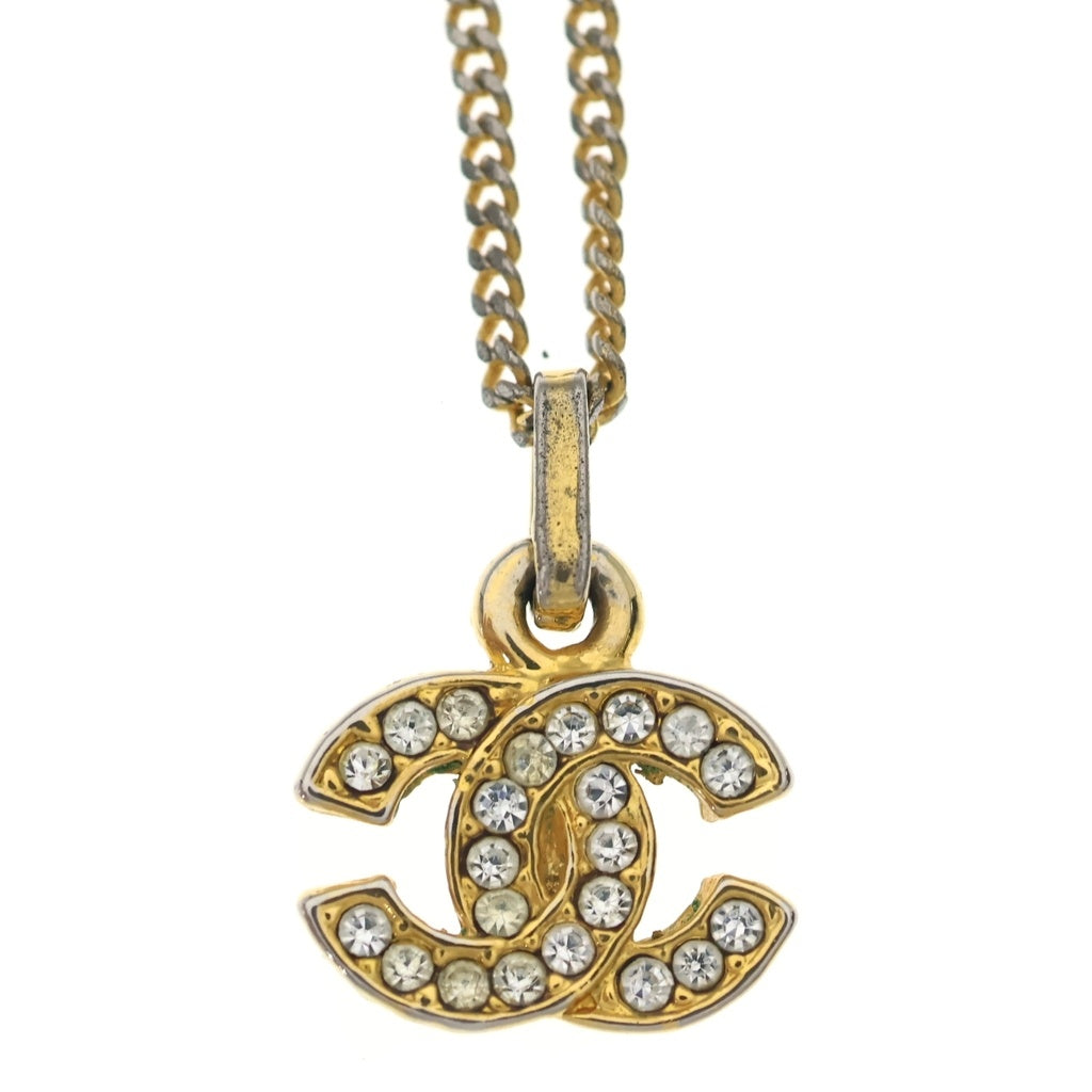 CHANEL(シャネル) ココマーク ラインストーン ネックレス ペンダント チェーン ゴールド