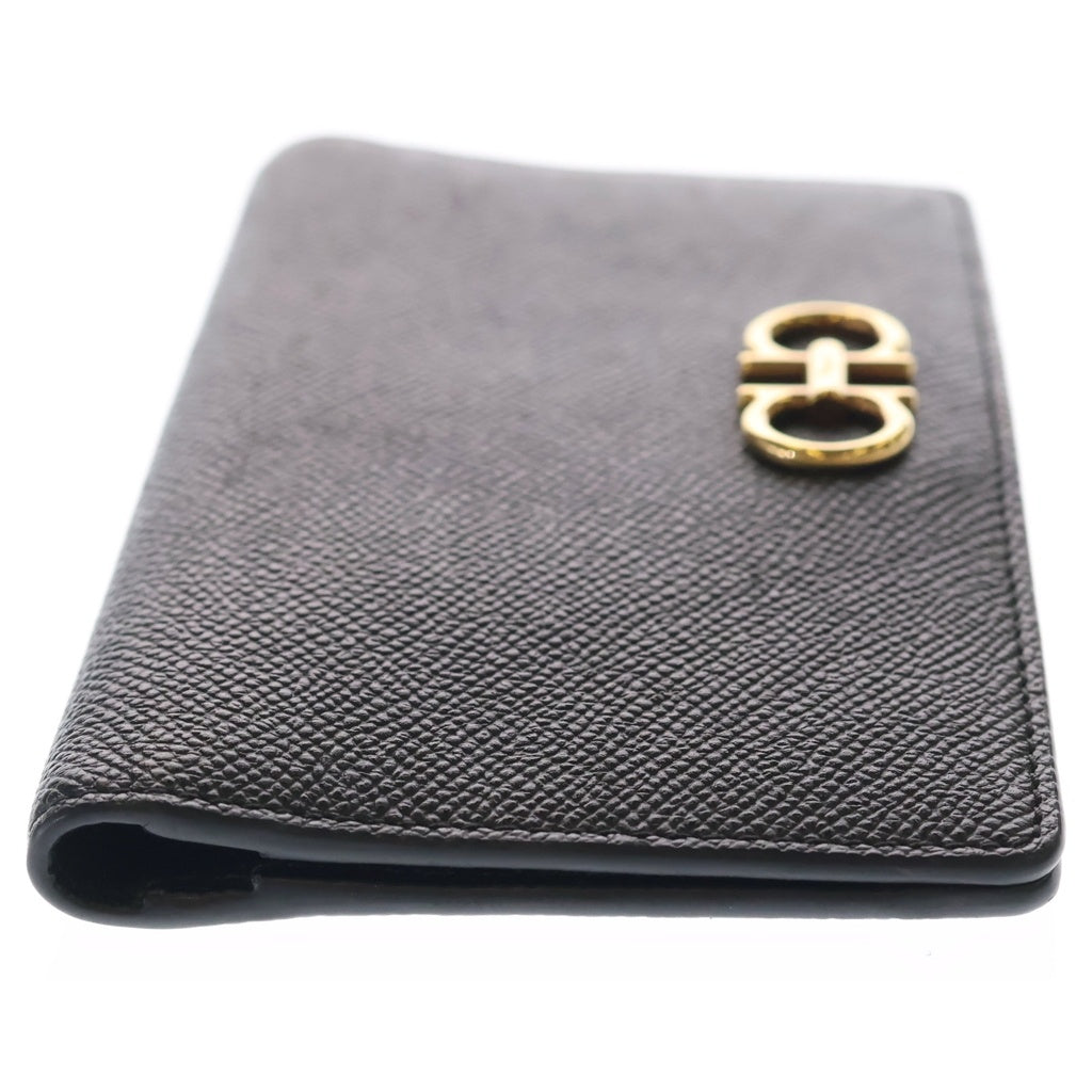 FERRAGAMO(フェラガモ) ガンチーニ レザー カードウォレット 二つ折り長財布 小銭入れ付き ブラック 22D779 レディース