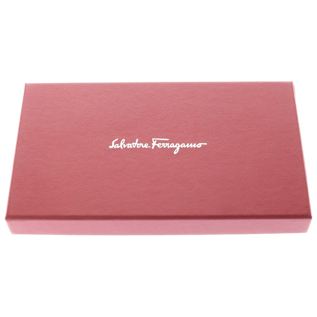 FERRAGAMO(フェラガモ) ガンチーニ レザー カードウォレット 二つ折り長財布 小銭入れ付き ブラック 22D779 レディース